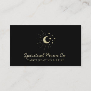Carte De Visite Code QR Black Moon Stars Spiritual Reiki