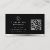 Carte De Visite Code QR Black Silver sur logo personnalisé (Dos)