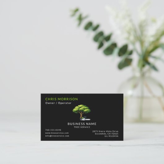 Carte De Visite Code QR Black Tree Services (Debout devant)