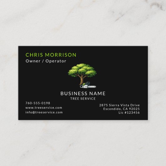 Carte De Visite Code QR Black Tree Services (Devant)