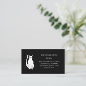 Carte De Visite Code QR Black White Chat Pet Sitter scanner (Debout devant)