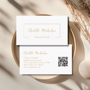 Carte De Visite Code QR Blanc à Écriture Minimale