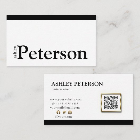 Carte De Visite Code QR blanc balancier professionnel moderne (Devant / Derrière)