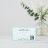Carte De Visite Code QR Blanc Bleu Entrepreneur Piscine (Debout devant)