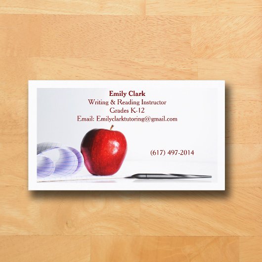 Carte De Visite Code QR blanc Enseignant d'école Pomme rouge