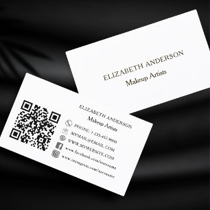 Carte De Visite Code Qr blanc minimaliste médias sociaux
