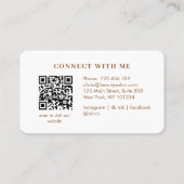 Carte De Visite Code QR blanc monogrammé Salon Élégant Moderne  (Dos)