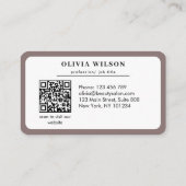 Carte De Visite Code QR blanc monogrammé Salon Élégant Moderne (Dos)
