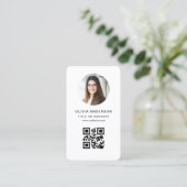 Carte De Visite Code QR blanc Photo (Debout devant)
