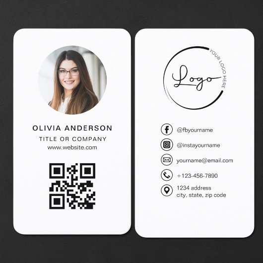 Carte De Visite Code QR blanc Photo