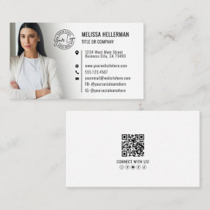 Carte De Visite Code QR Blanc Professionnel Photo Votre Logo