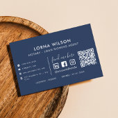 Carte De Visite Code QR Bleu & Blanc Notaire Professionnel