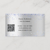 Carte De Visite Code QR bleu clair argenté (Dos)