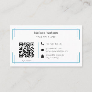 Carte De Visite Code QR bleu de base simple