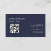Carte De Visite Code QR Bleu de la marine tendance élégant moderne (Dos)