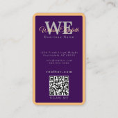Carte De Visite Code QR bleu et or moderne élégant avec monogramme (Dos)