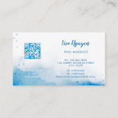 Carte de visite Code QR Bleu Fond Aquarelle (Dos)