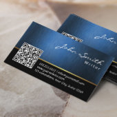 Carte De Visite Code QR bleu marine