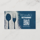 Carte De Visite Code QR, Bleu marine, Chef, Traiteur, Restaurant (Devant)