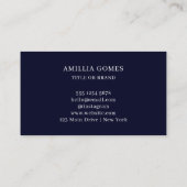Carte De Visite Code QR Bleu Marine | Design de Contact Moderne Pe (Dos)