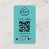 Carte De Visite Code QR Bleu Moderne Connectez-Vous Aux Médias Soc (Devant)