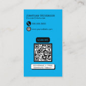 Carte De Visite Code QR Bleu Moderne Personnalisable de Lavage sou (Dos)
