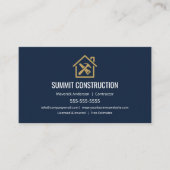 Carte De Visite Code QR bleu or Entreprise de Construction Moderne (Devant)