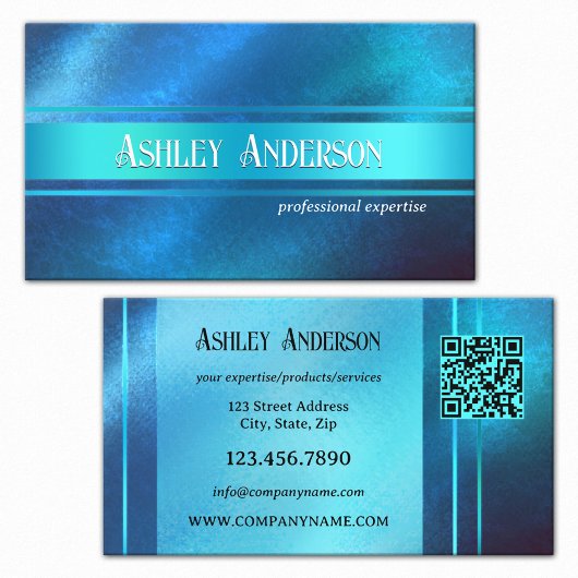 Carte De Visite Code QR Bleu Turquoise Design Professionnel