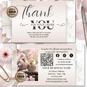 Carte De Visite Code QR Boho Chic Photo Merci pour votre commande