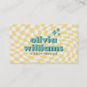 Carte De Visite Code QR Boho Groovy à carreaux gras Retro Unique (Devant)