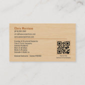 Carte De Visite Code QR Bois Charpentier Professionnel (Dos)