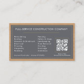 Carte De Visite Code QR Bois Construction de Bâtiments Moderne (Dos)
