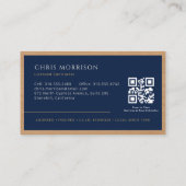 Carte De Visite Code QR Bois Construction Entreprise Bleu Marine (Dos)