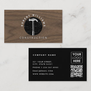Carte De Visite Code QR Bois de Construction Logo d'entreprise