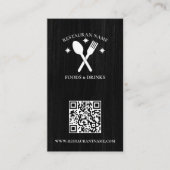 Carte De Visite Code QR Bois Texté Logo du restaurant Rustique (Devant)
