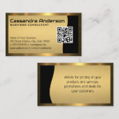 Carte De Visite Code QR / Bordure d'or métallique (Devant / Derrière)