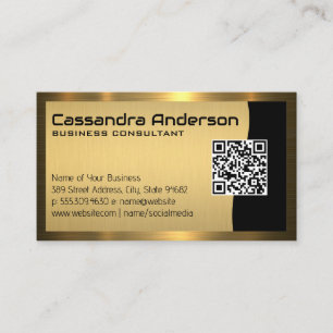 Carte De Visite Code QR / Bordure d'or métallique