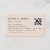 Carte De Visite Code QR botanique beige-rose floral minimal (Dos)