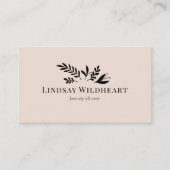 Carte De Visite Code QR botanique beige-rose floral minimal (Devant)