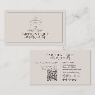 Carte De Visite Code QR botanique de bougie minimaliste et moderne