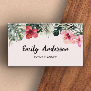 Carte De Visite Code QR botanique floral tropical aquarelle