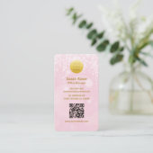 Carte De Visite Code QR Boules Bokeh Rose Luxe Moderne (Debout devant)