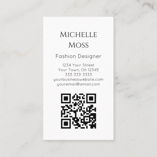 Carte De Visite Code QR Boutons de couture du concepteur de mode (Dos)