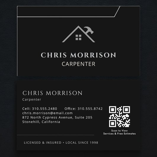 Carte De Visite Code QR Bricoleur Menuisier Charpenterie