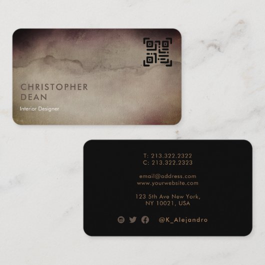 Carte De Visite Code QR Brown rustique professionnel (Devant / Derrière)