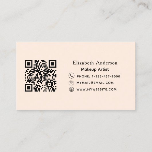 Carte De Visite Code qr brun de pêche empreinte de léopard (Dos)