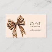 Carte De Visite Code qr brun de pêche empreinte de léopard (Devant)