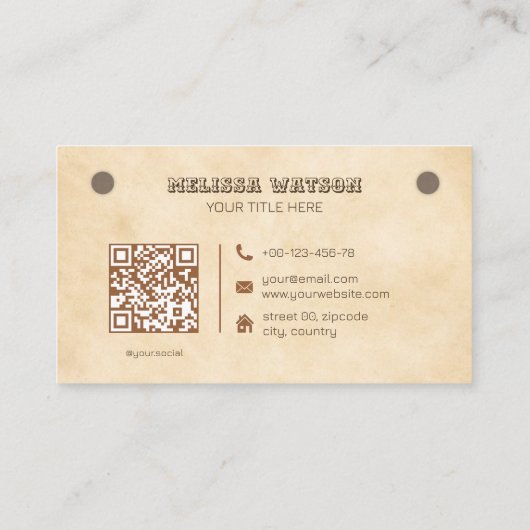 Carte De Visite Code QR brun occidental sud (Dos)