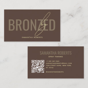 Carte De Visite Code QR brun pour bronzage par pulvérisation moder
