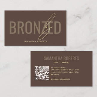 Carte De Visite Code QR brun pour bronzage par pulvérisation moder